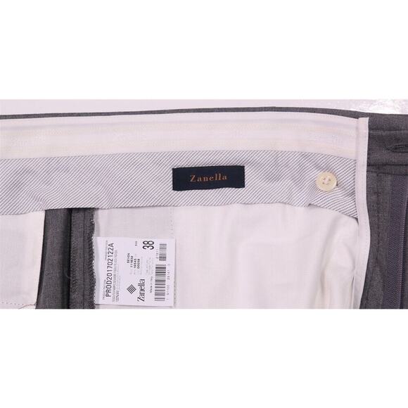 Zanella Current Devon Model Gray Flat Front Wool Dress Pants 38x28 - Picture 6 of 9